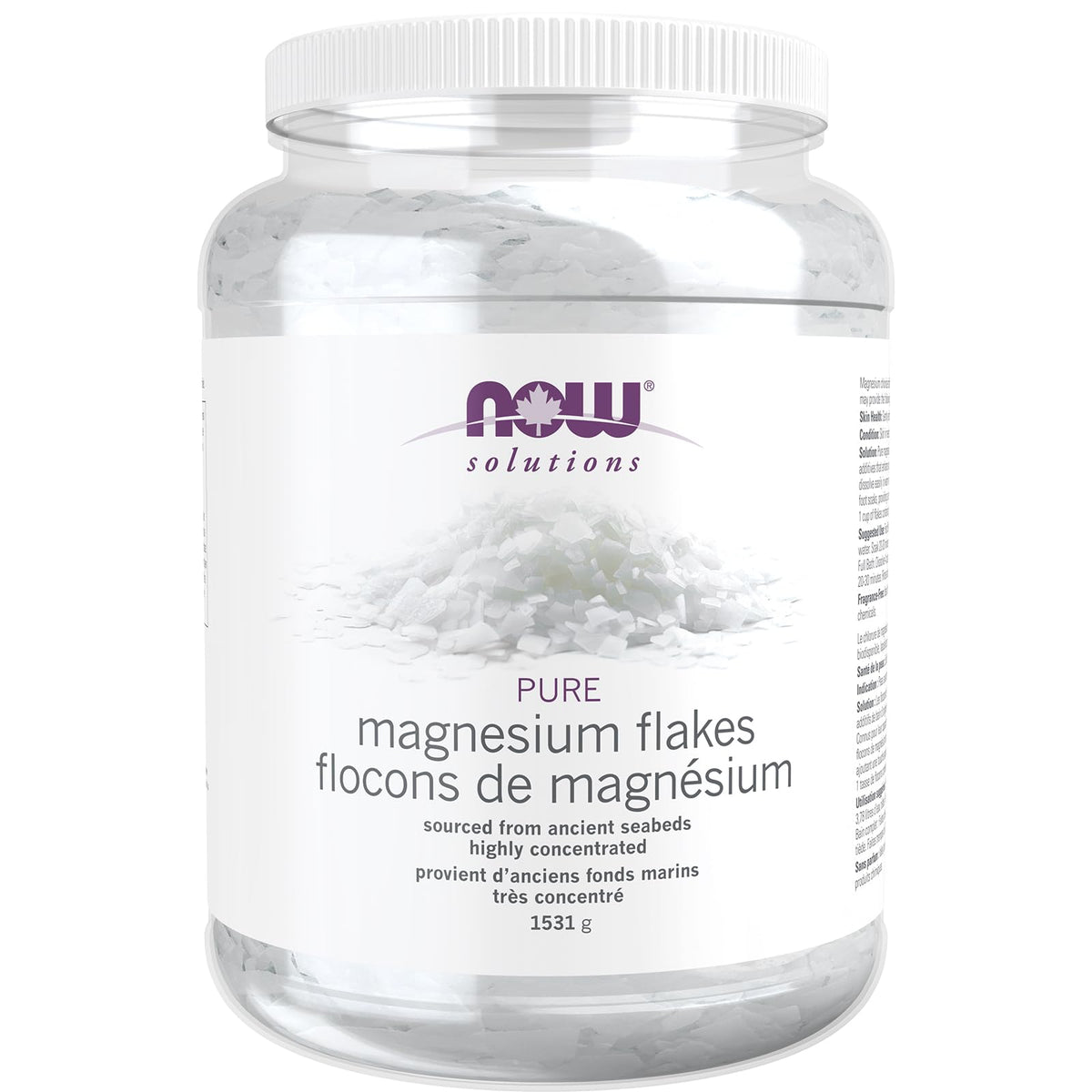 NOW Solutions 100% Pure Magnesium Flakes, Bath Additive, 1531g