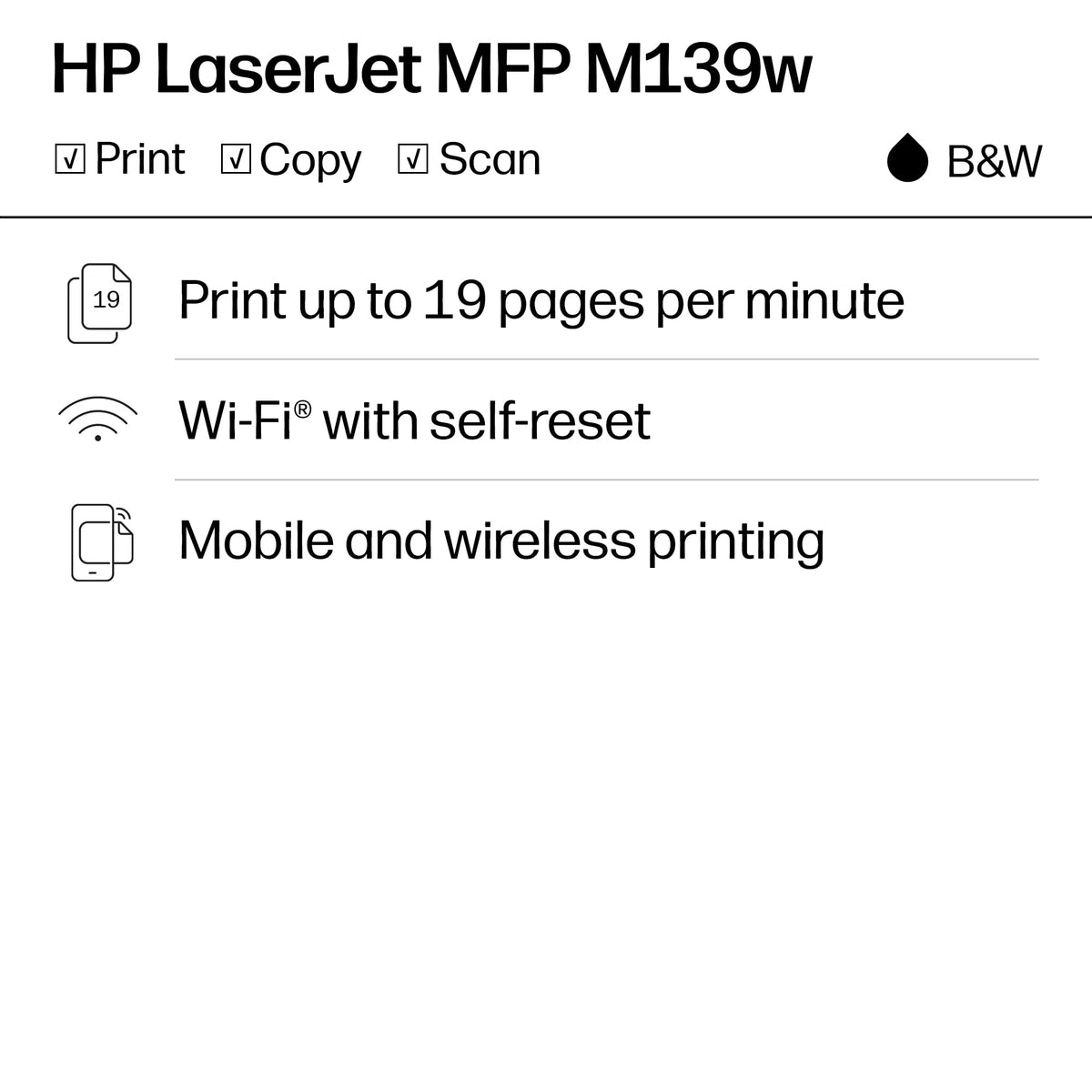 HP LaserJet MFP M139w Wireless All-in-One Laser Printer, Scanner (7MD70F)