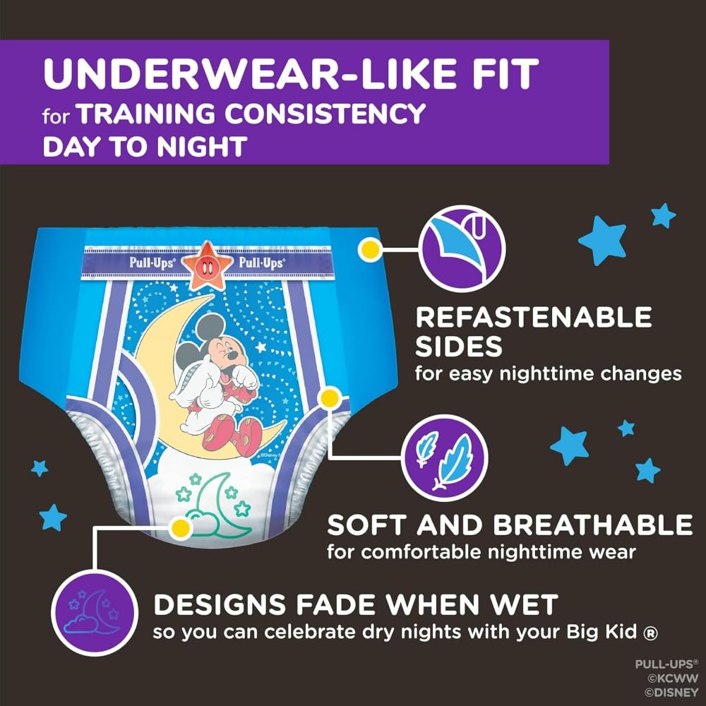 Huggies Size 5 Diapers, Boys Potty Training Underwear, Easy Open Training Pants 3T-4T, Pull-Ups Night-Time for Toddlers, 60ct, Giga Pack (Packaging May Vary)