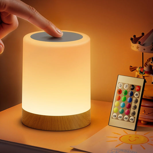 Auxmir Night Light Touch Sensor for Kids Baby, LED Bedside Table Lamp 13 RGB Colors Changing, USB Rechargeable Remote Control Adjustable Dimmable Portable Lamp for Baby Bedroom Nursery Living Room