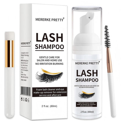 Eyelash Extension Shampoo 60 ml + Brush - Eyelid Foaming Cleanser - Sensitive Paraben & Sulfate Free - Eyelash Wash and Lash Bath for Extensions - Salon Use and Home Care - Available at All In One Marketplace Canada