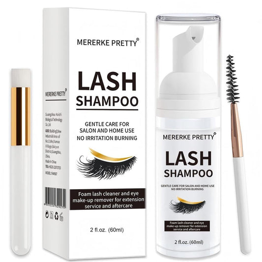 Eyelash Extension Shampoo 60 ml + Brush - Eyelid Foaming Cleanser - Sensitive Paraben & Sulfate Free - Eyelash Wash and Lash Bath for Extensions - Salon Use and Home Care - Available at All In One Marketplace Canada