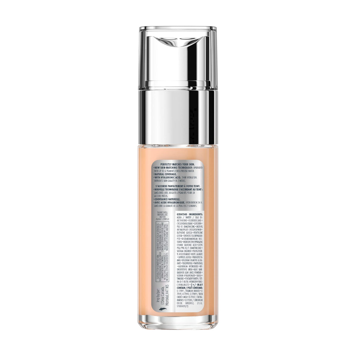 L'Oreal Paris True Match Super-Blendable Foundation, Medium Coverage Liquid Foundation Makeup, Skincare Infused with Hyaluronic Acid, 3N, 30 mL