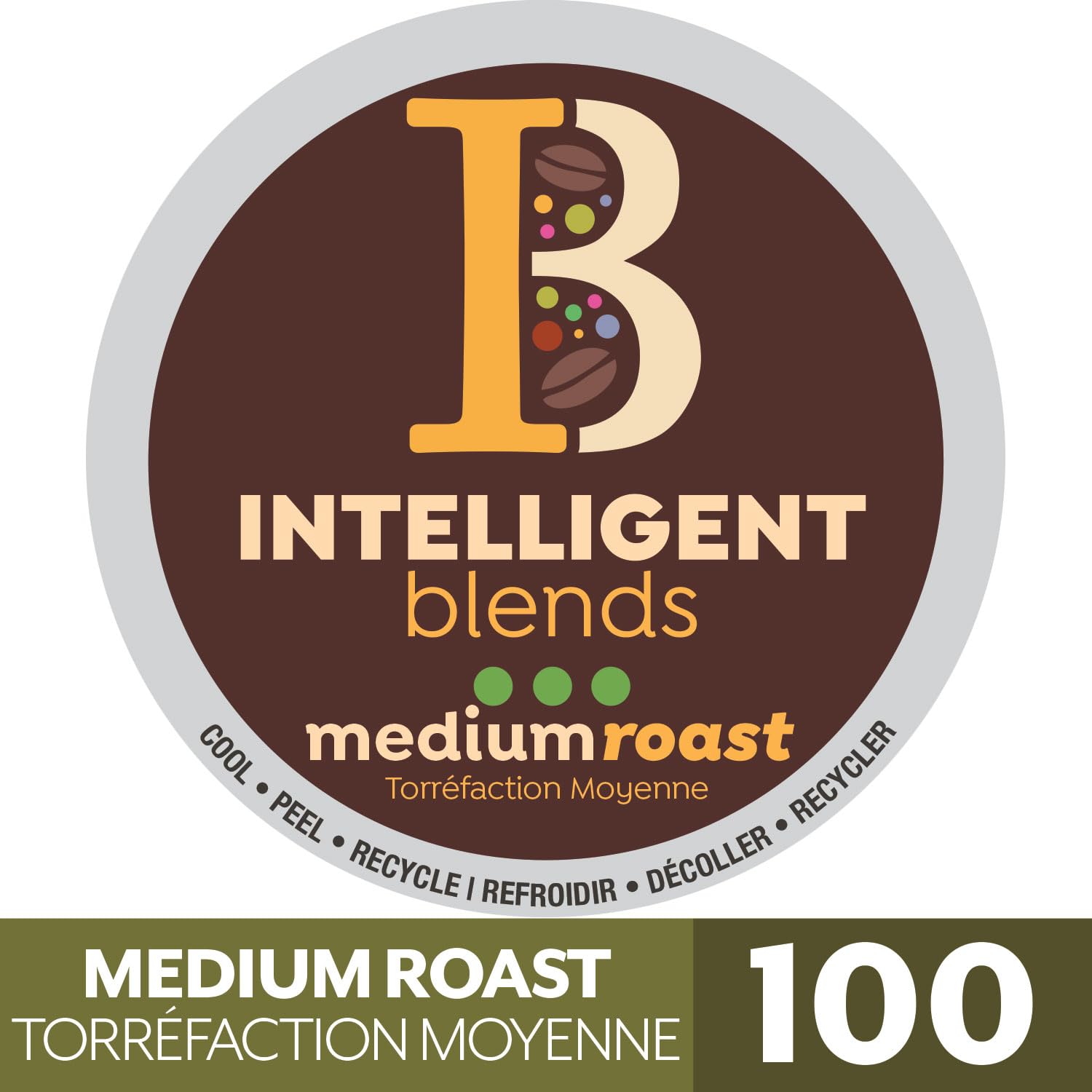 Intelligent Blends Medium Dark Roast Coffee Pods, 100 ct, Single Serve Pods – 100% Arabica Coffee, Compatible with Keurig K Cups Maker