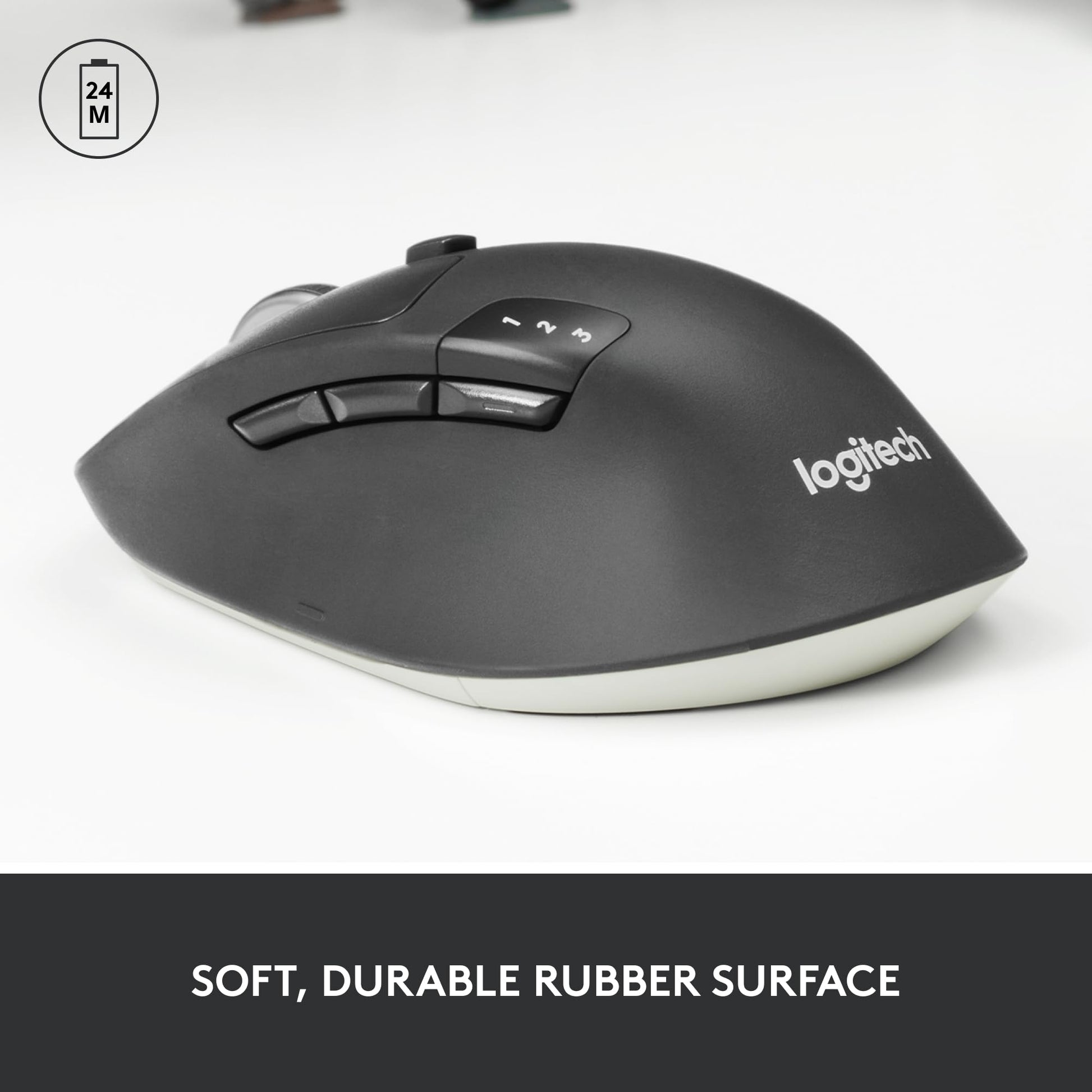 Logitech M720 Triathlon Multi-Device Wireless Mouse, Bluetooth, USB Unifying Receiver, 1000 DPI, 6 Programmable Buttons, 2-Year Battery, Compatible with Laptop, PC, Mac, iPadOS - Black - Available at All In One Marketplace Canada