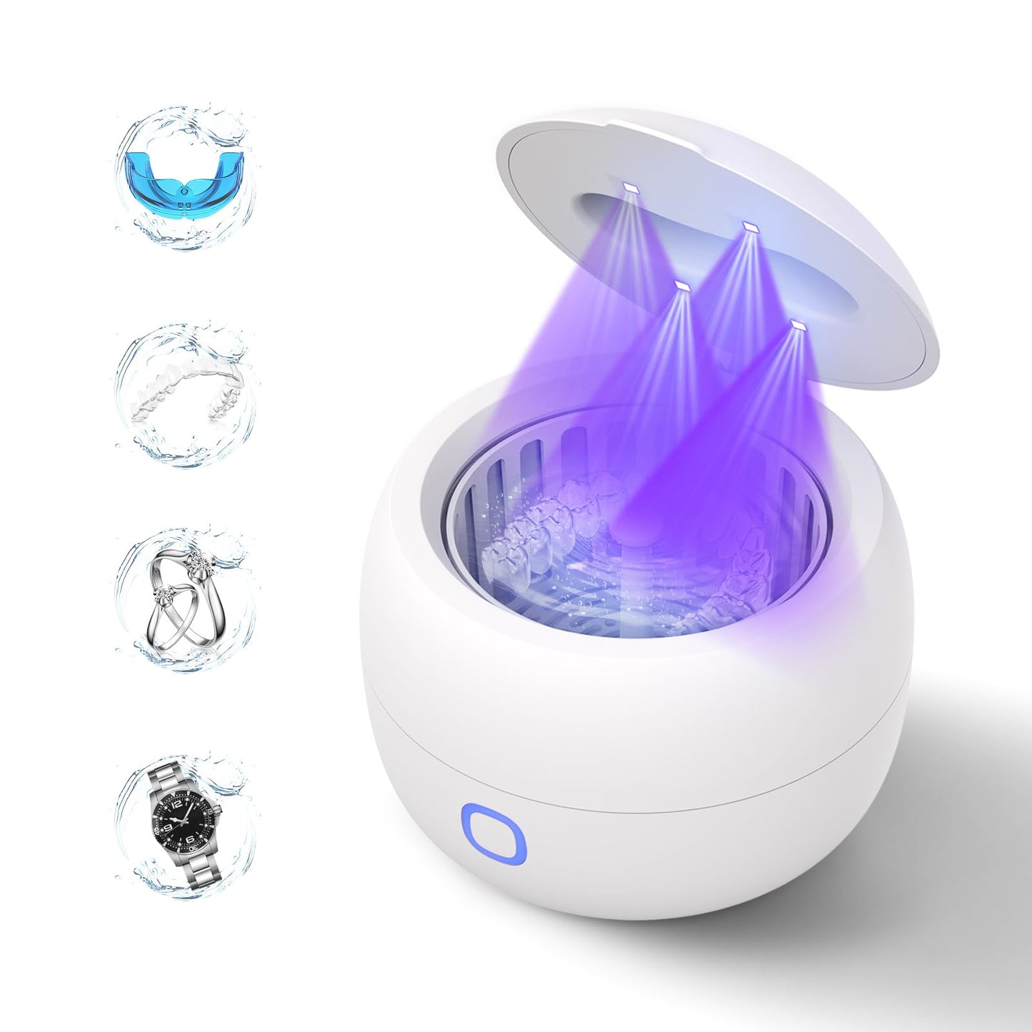 2026 Ultrasonic Retainer Cleaner Machine for Braces, Jewelry, Mouth Guard, 24W Ultrasonic Cleaner with 3 Modes, Suitable for Dental Appliances, Mouth Guard, Night Guard Braces, Jewelry, 200ML Portable Capacity (white) - Available at All In One Marketplace Canada