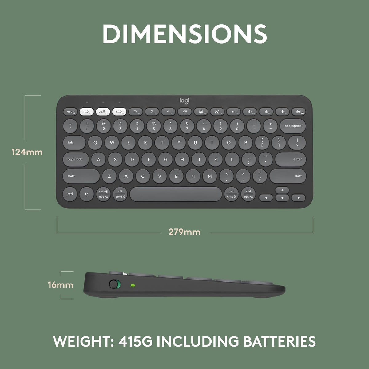 Logitech Pebble Keys 2 K380s Wireless Bluetooth Keyboard - Tonal Graphite