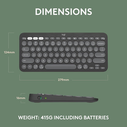 Logitech Pebble Keys 2 K380s Wireless Bluetooth Keyboard - Tonal Graphite