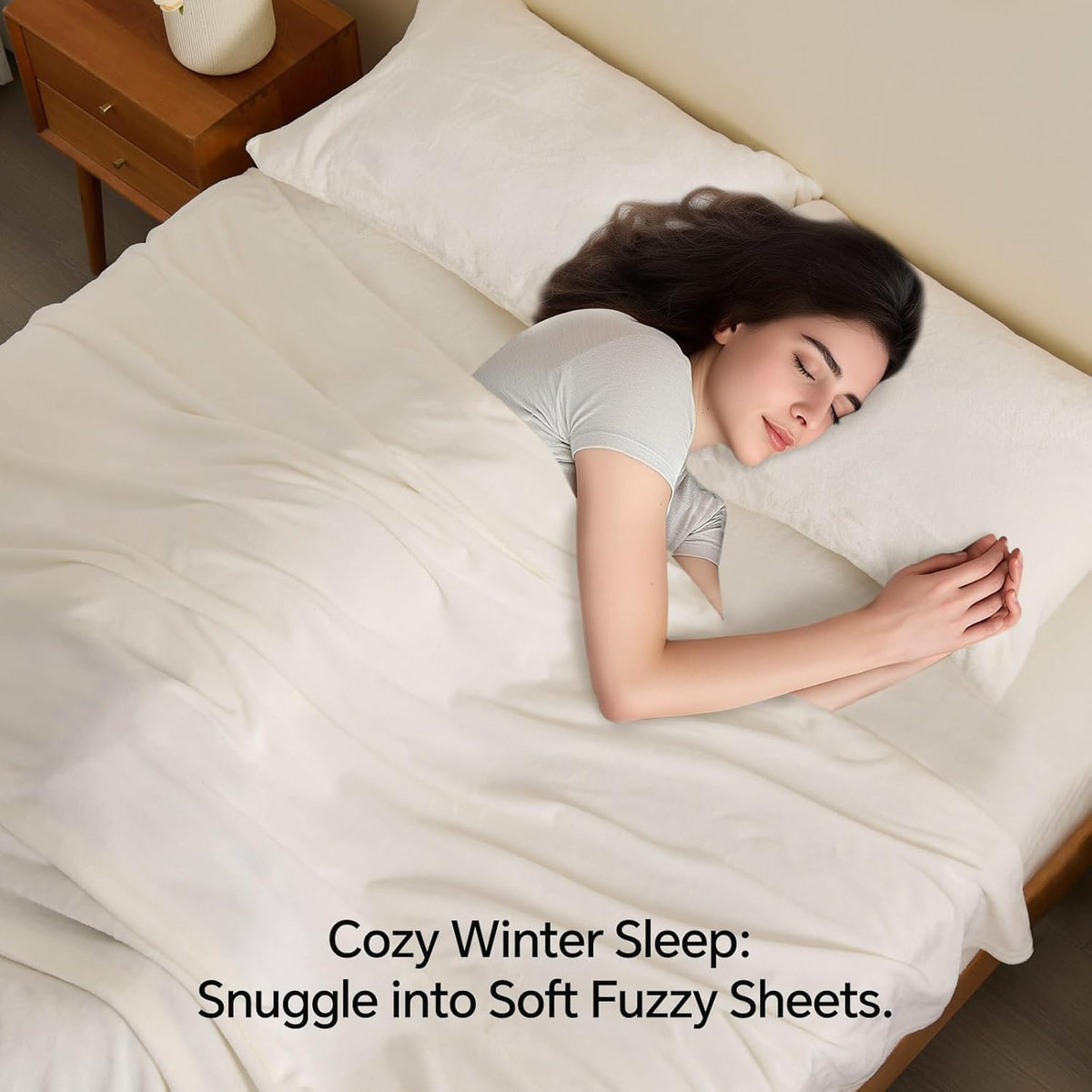 BEDELITE Flannel Sheets King Size Bed Set, White, 4 Pieces 🍁 All In One Marketplace Canada