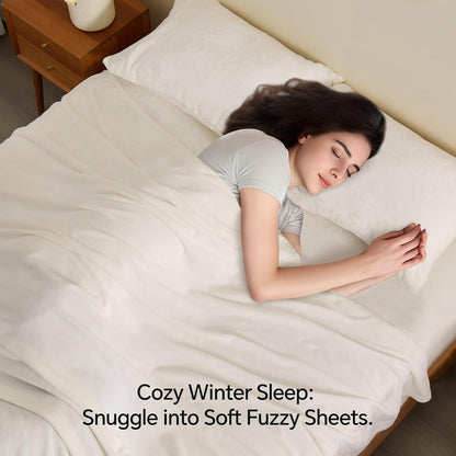 BEDELITE Flannel Sheets King Size Bed Set, White, 4 Pieces 🍁 All In One Marketplace Canada