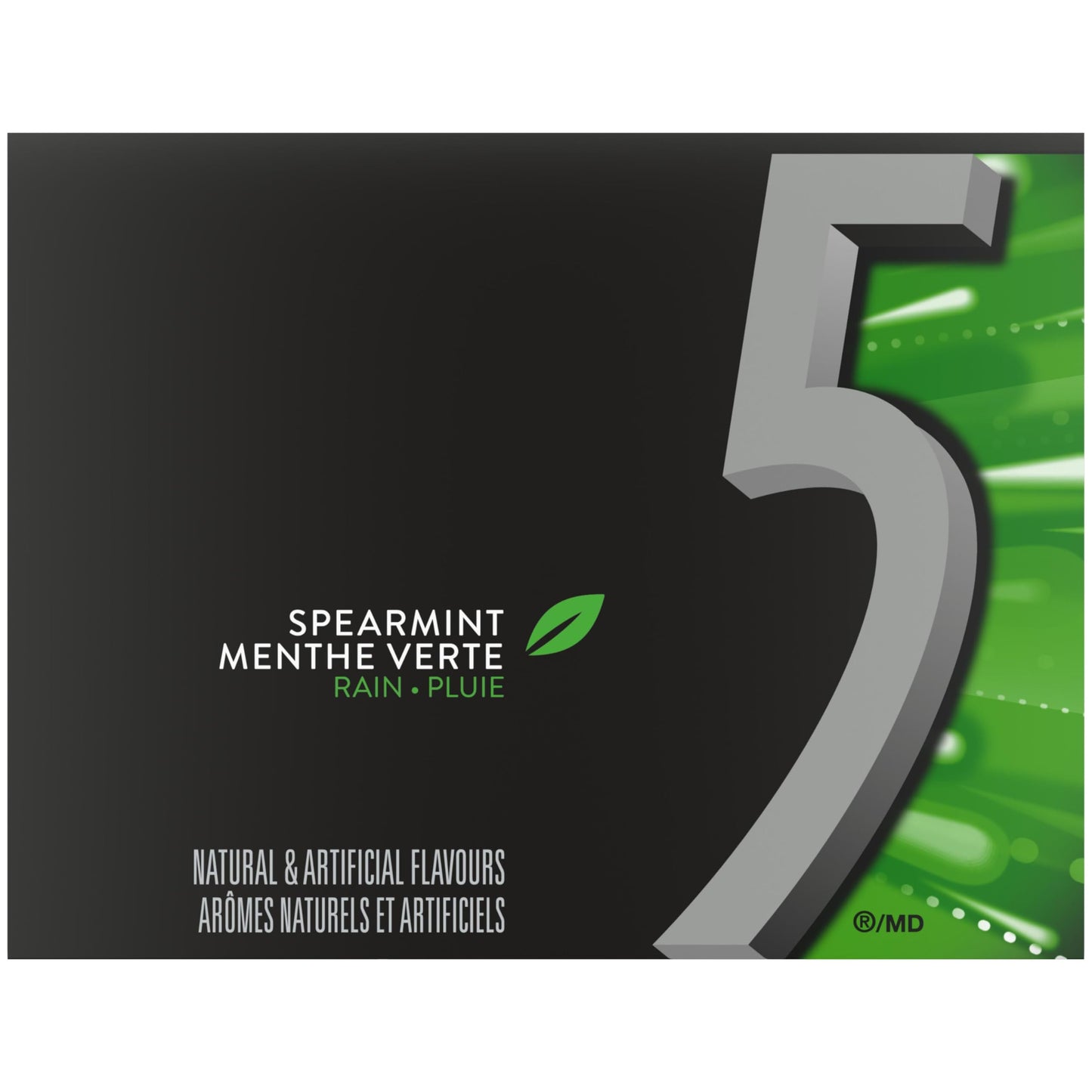 5 GUM, Spearmint-Rain Flavoured Sugar Free Chewing Gum, 15 Sticks, 10 Packs - Available at All In One Marketplace Canada