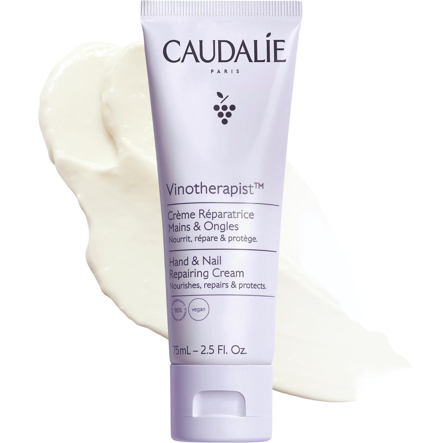 Caudalie Vinotherapist Hand and Nail Cream with Shea Butter and Grapeseed Oil, Vegan and Dermatologically Tested - 75 mL - Available at All In One Marketplace Canada