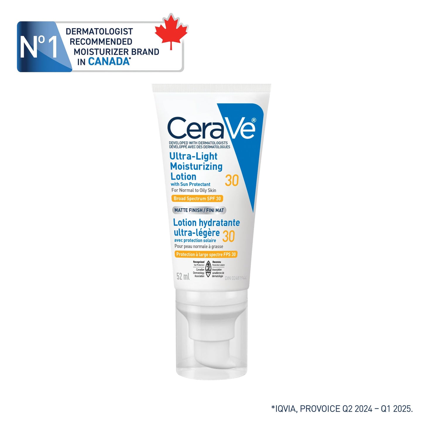 CeraVe Ultra-light Face Moisturizer with SPF 30. Hyaluronic Acid face sunscreen lotion for Men & Women, Normal to Oily & sensitive skin. Fragrance-Free, Oil-Free, Non-Comedogenic, Travel Size 52 ML