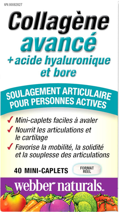 Webber Naturals Advanced Collagen + Hyaluronic Acid & Boron, Helps Reduce Osteoarthritic Joint Pain & Stiffness, 40 Mini Caplets - Available at All In One Marketplace Canada
