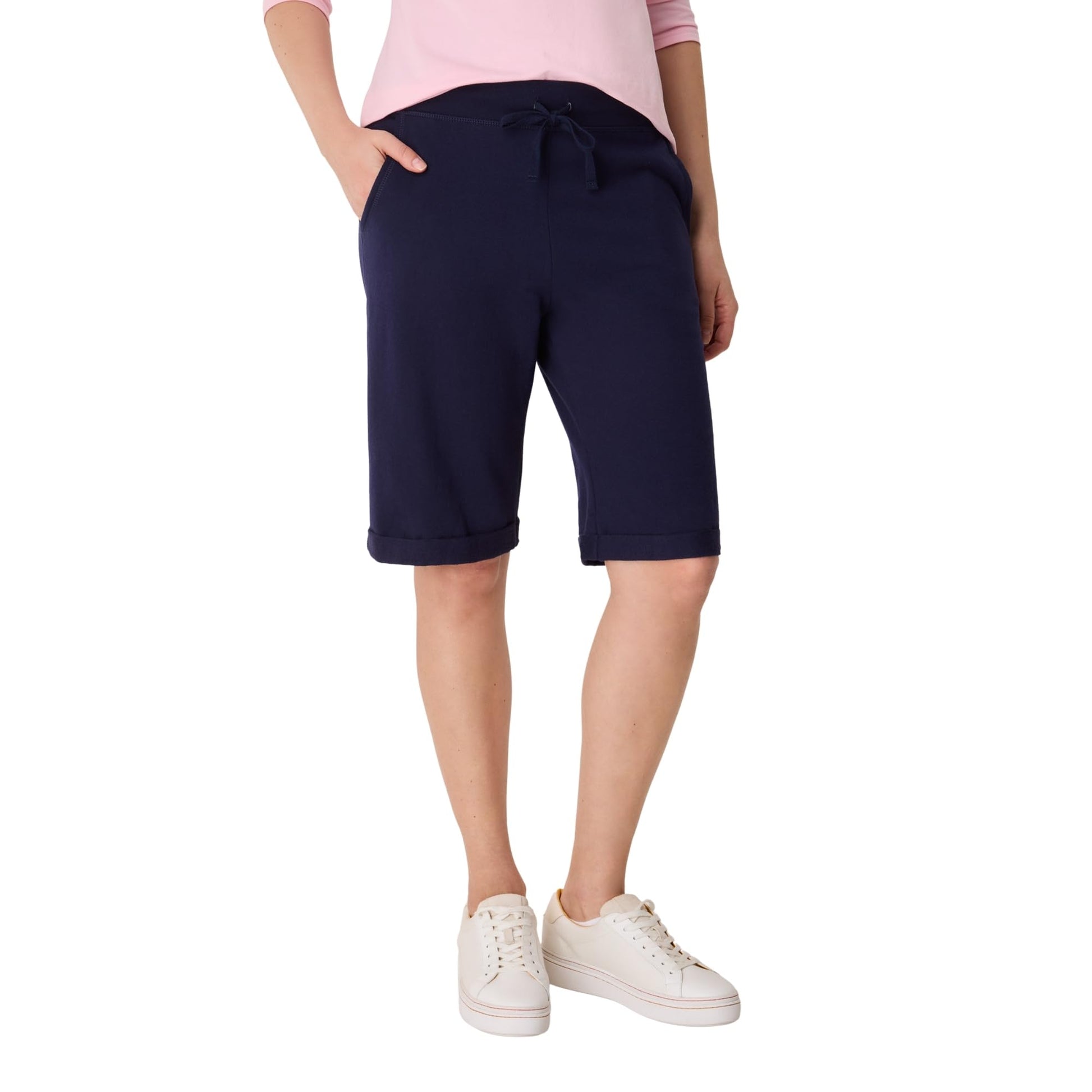 Hanes Women's French Terry Bermuda Short, Navy, Large Hanes