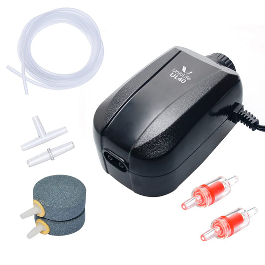 Pawfly Adjustable Aquarium Air Pump 4-LPM 2 Outlets with Oxygen Accessories for 20-100 Gallon Fish Tank Pond - Available at All In One Marketplace Canada
