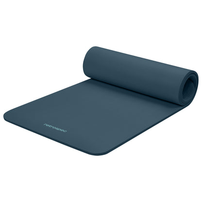 Tapis de yoga Retrospec Solana, 1,27 cm d'épaisseur avec sangle en nylon pour hommes et femmes - Tapis d'exercice antidérapant pour le yoga, le Pilates, les étirements, les exercices au sol et le fitness, Bleu océan
