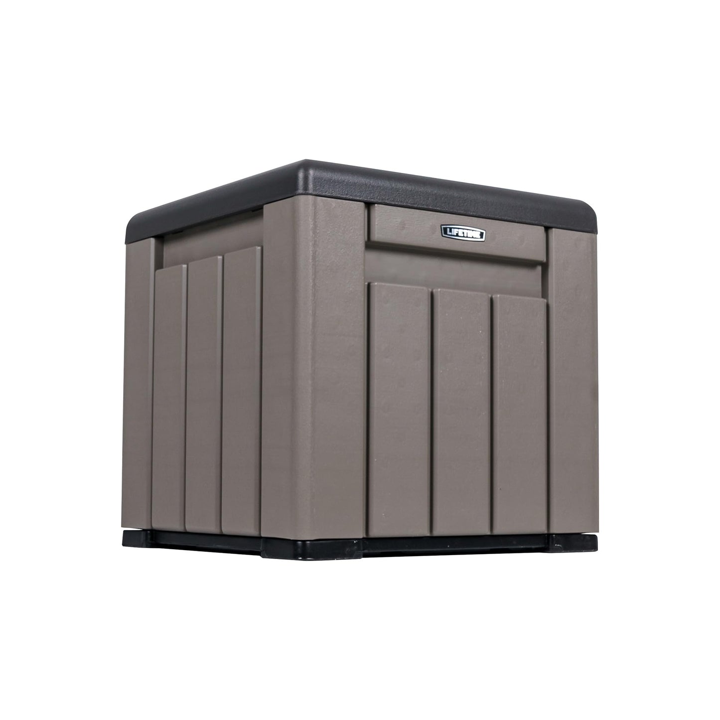 LIFETIME 25 Gallon Outdoor Storage Cube, Deckbox, Brown lid, Storage Box for Gardening Tools, Pool Supplies, Patio Furniture & More LIFETIME