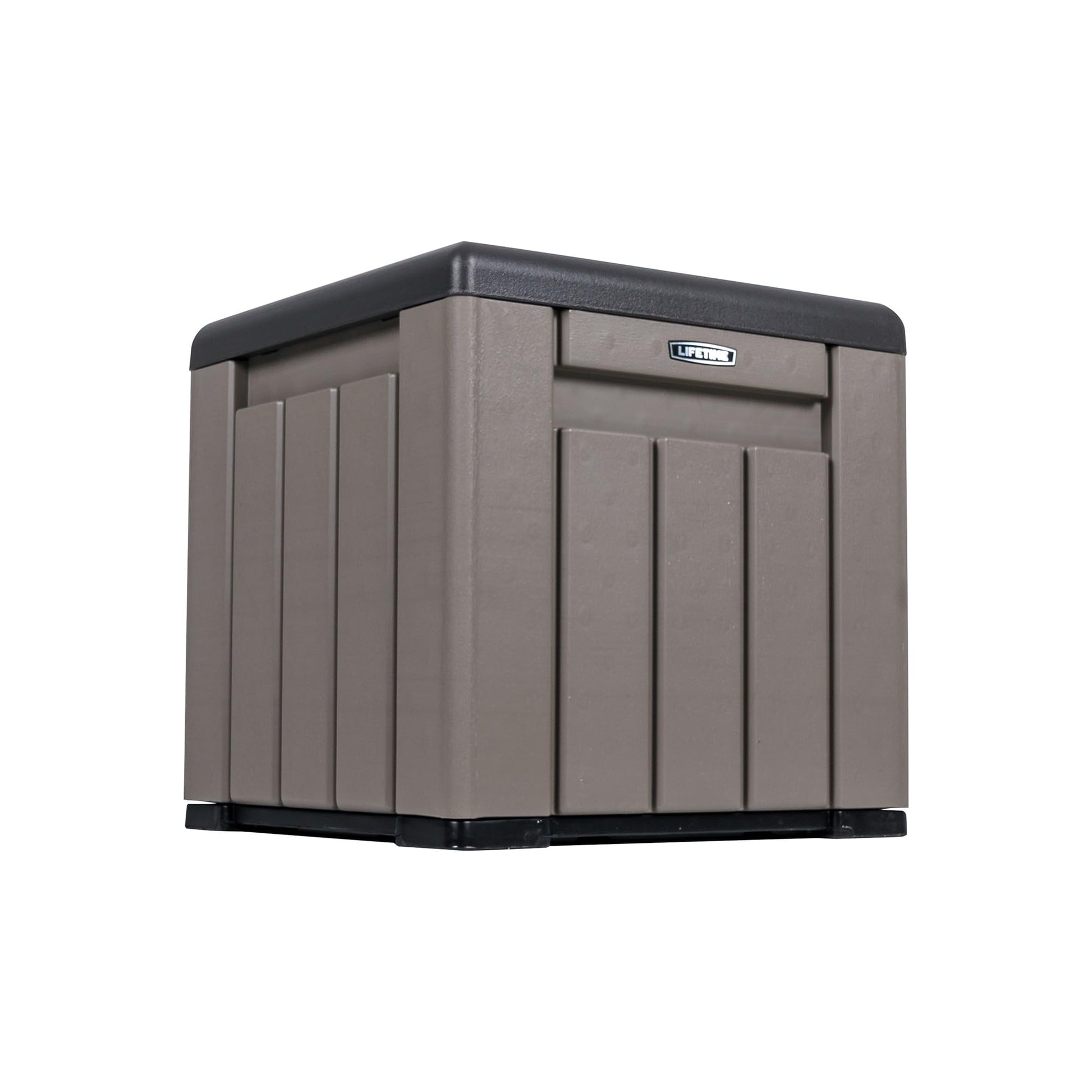 LIFETIME 25 Gallon Outdoor Storage Cube, Deckbox, Brown lid, Storage Box for Gardening Tools, Pool Supplies, Patio Furniture & More LIFETIME