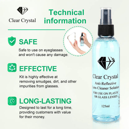 Glasses Cleaner kit - Eyeglass Cleaner including 3 Anti-Reflective Lens Cleaner bottles 125 ml Each, 3 Microfiber Cleaning Cloths, and a Screwdriver Key Chain - by Clear Crystal - Available at All In One Marketplace Canada