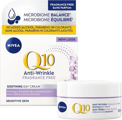 NIVEA Q10 Power Anti-wrinkle + Fragrance-free Moisturizer for Sensitive Skin, 50ml NIVEA