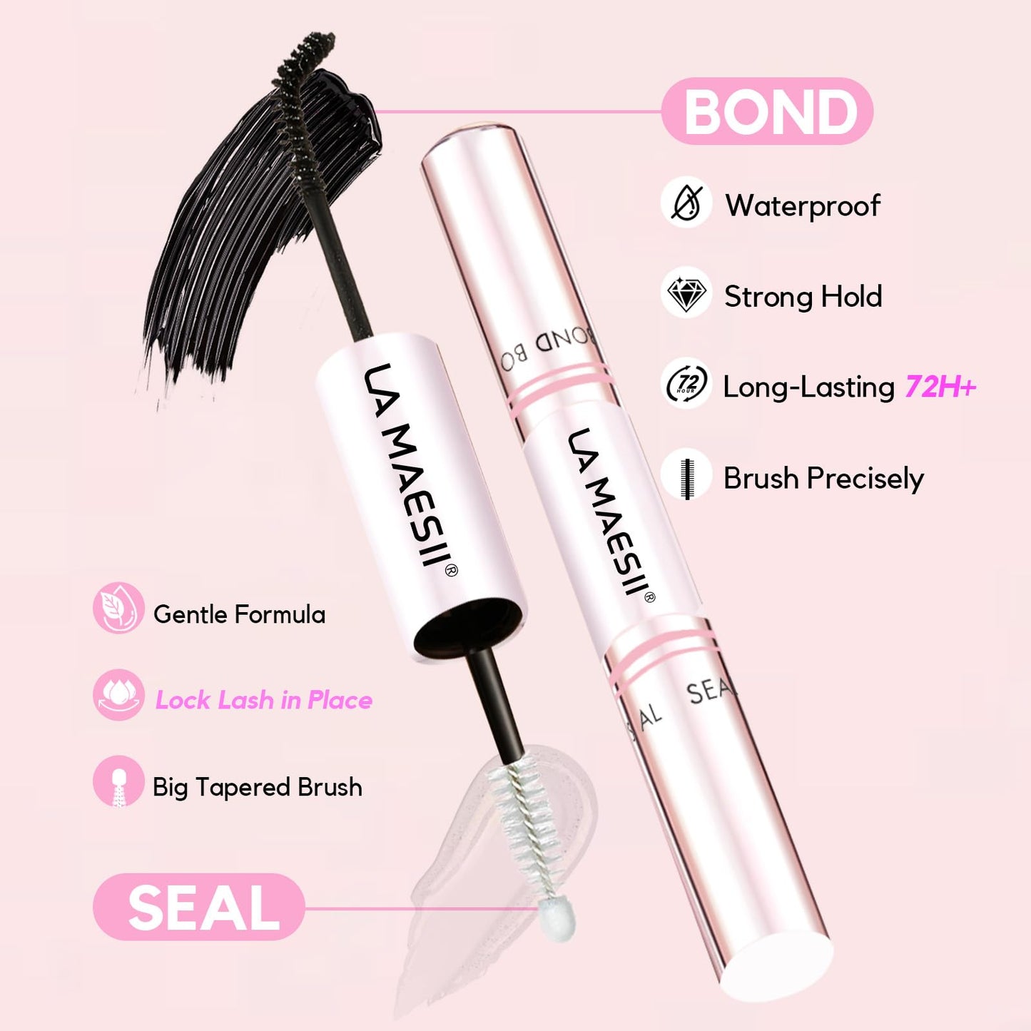 LA MAESII Lash Bond and Seal Waterproof Lash Remover Lash Cluster Glue for Eyelash Clusters DIY Lash Extension Kit at Home Pack 2
