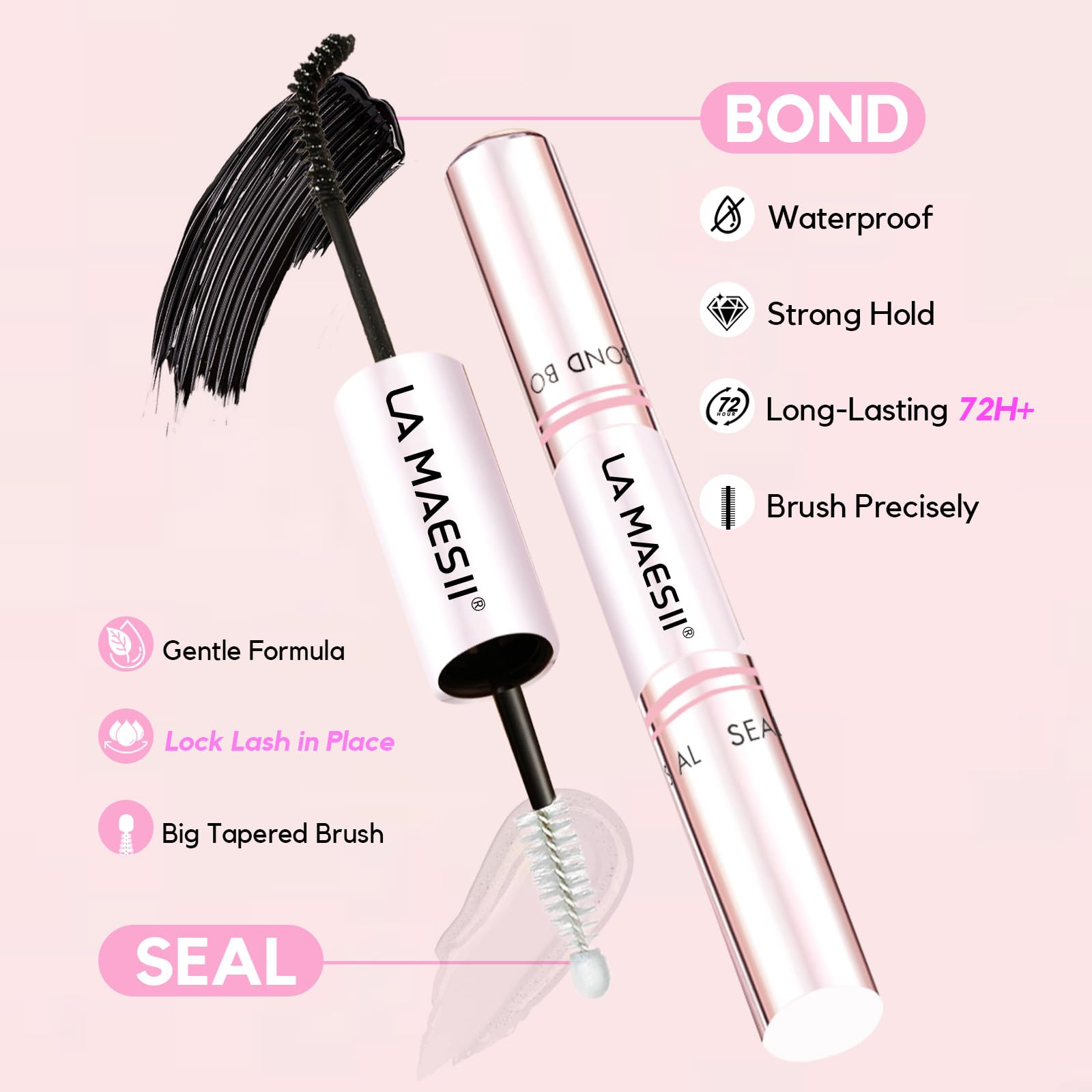 LA MAESII Lash Bond and Seal Waterproof Lash Remover Lash Cluster Glue for Eyelash Clusters DIY Lash Extension Kit at Home Pack 2