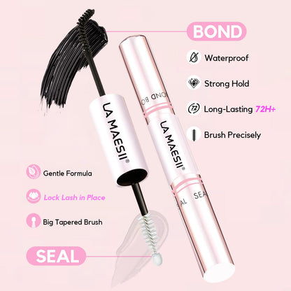 LA MAESII Lash Bond and Seal Waterproof Lash Remover Lash Cluster Glue for Eyelash Clusters DIY Lash Extension Kit at Home Pack 2