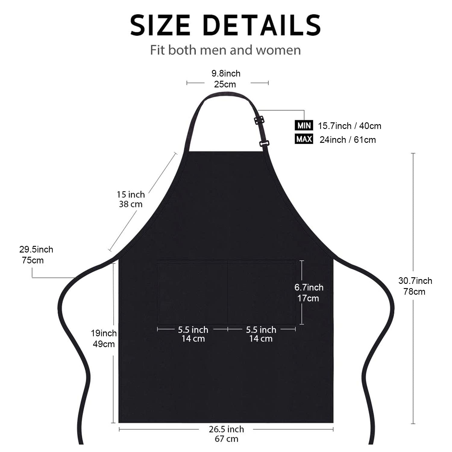 4 Packs Chef Apron, Black Waterproof Apron, Adjustable Apron with 2 Pockets for Men Women, Professional Apron for Kitchen Cooking Gardening Painting Baking Restaurant (Black) - Available at All In One Marketplace Canada