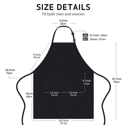 4 Packs Chef Apron, Black Waterproof Apron, Adjustable Apron with 2 Pockets for Men Women, Professional Apron for Kitchen Cooking Gardening Painting Baking Restaurant (Black) - Available at All In One Marketplace Canada