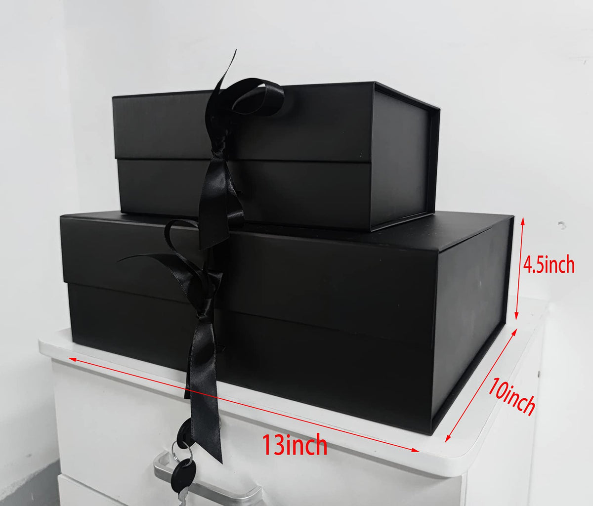 Black Gift Box 13X10X4.5 Inch with Magnetic Lid and Silk Ribbon for Chocolate Christmas Gift Boxes, Bridesmaid Proposal Presents, Birthdays, Wedding, Holidays, Anniversaries Gift Packaging 🍁 All In One Marketplace Canada