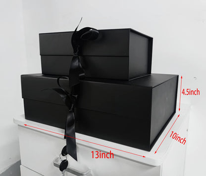 Black Gift Box 13X10X4.5 Inch with Magnetic Lid and Silk Ribbon for Chocolate Christmas Gift Boxes, Bridesmaid Proposal Presents, Birthdays, Wedding, Holidays, Anniversaries Gift Packaging 🍁 All In One Marketplace Canada