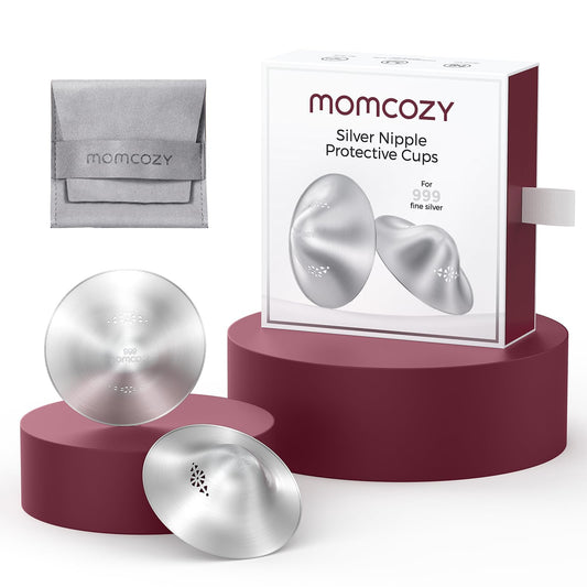 Momcozy 999 Silver Nursing Cups Original Perforated Breathable Design, 999 Silver Nipple Cover for Breastfeeding Essential,Nipple Shield for Nursing Newborn, Metal Nipple Shields, Regular Size