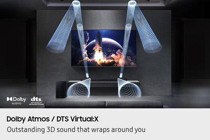 Samsung Sound Bar, Q600F, Dolby Atmos, Wireless, Subwoofer, Surround Sound, 6 Speakers, 3.1.2 Channel, 380 watts, Home Theatre, Dolby DTS, eARC, Bluetooth, AirPlay, Soundbar (HW-Q600F/ZC)