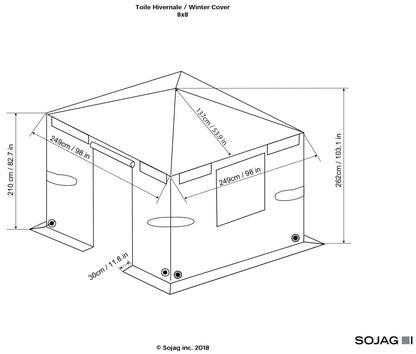 Sojag Winter Cover for Gazebos, Waterproof 8' x 8' Gazebo Accessory with Roll-Up Door, and Vented Panels, All-Season Outdoor Storage 🍁 All In One Marketplace Canada