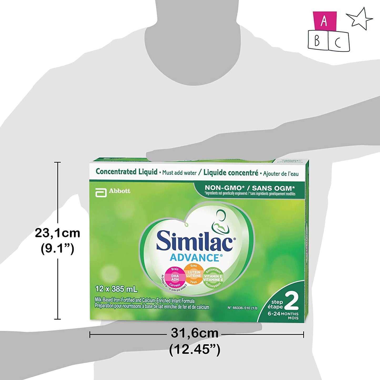 Similac Advance Step 2 Non-GMO Concentrated Liquid Baby Formula, 12 x 385 mL (6-24 Months)