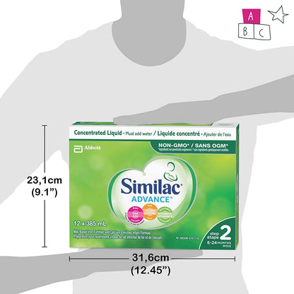 Similac Advance Step 2 Non-GMO Concentrated Liquid Baby Formula, 12 x 385 mL (6-24 Months)