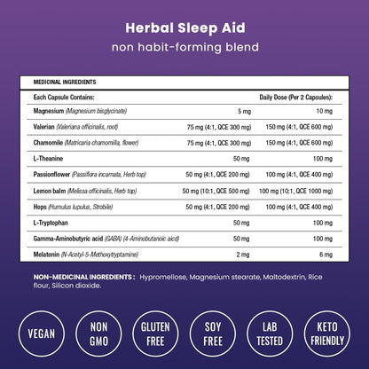 10-in-1 Sleep Aid Supplement– Sleeping Pills with Melatonin, Valerian Root, Chamomile, Lemon Balm, L-Theanine, L-Tryptophan, GABA, Magnesium – Sleep Cycle Support - Available at All In One Marketplace Canada
