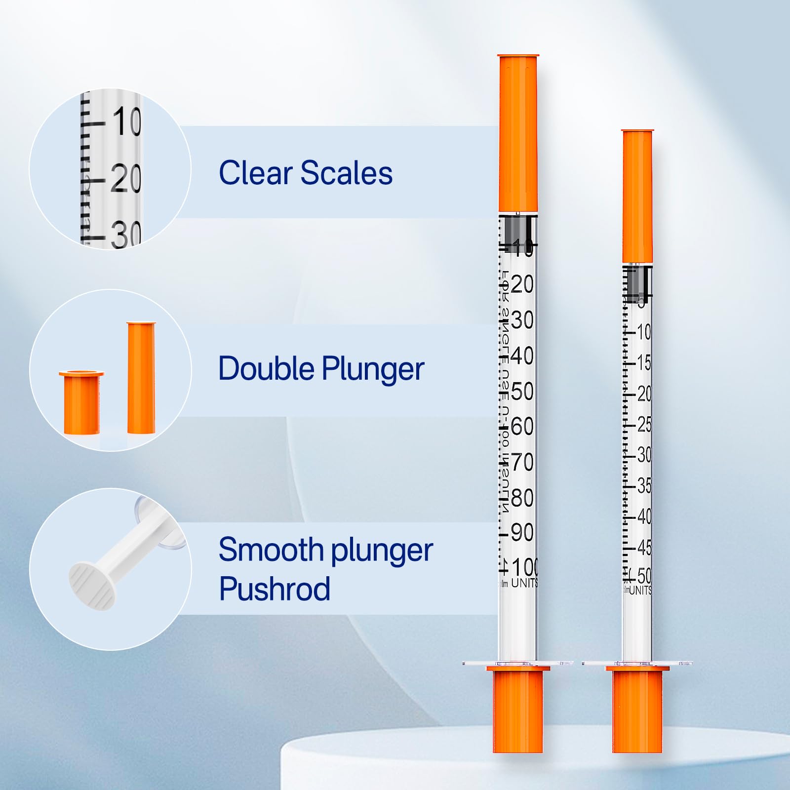 1ml Insulin Syringes 30G 5/16 Inch (8mm) with Needle, Individually Wrapped, Pack of 100
