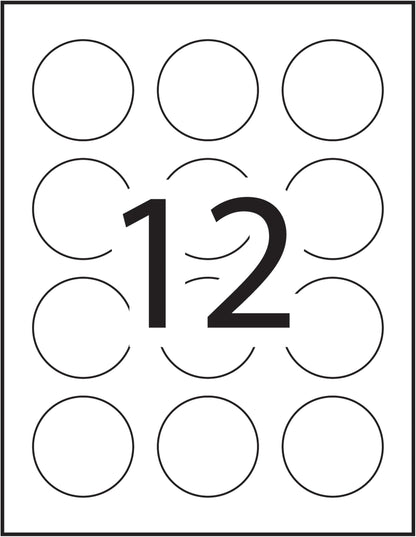 Avery Matte White Round Labels, 2" Label, for Laser/Inkjet Printers, Easy Peel, Print to Edge, 120 Permanent White Labels, Apply on Paper/Cardboard/Metal/Glass/Plastic, (22859) Made in Canada Avery