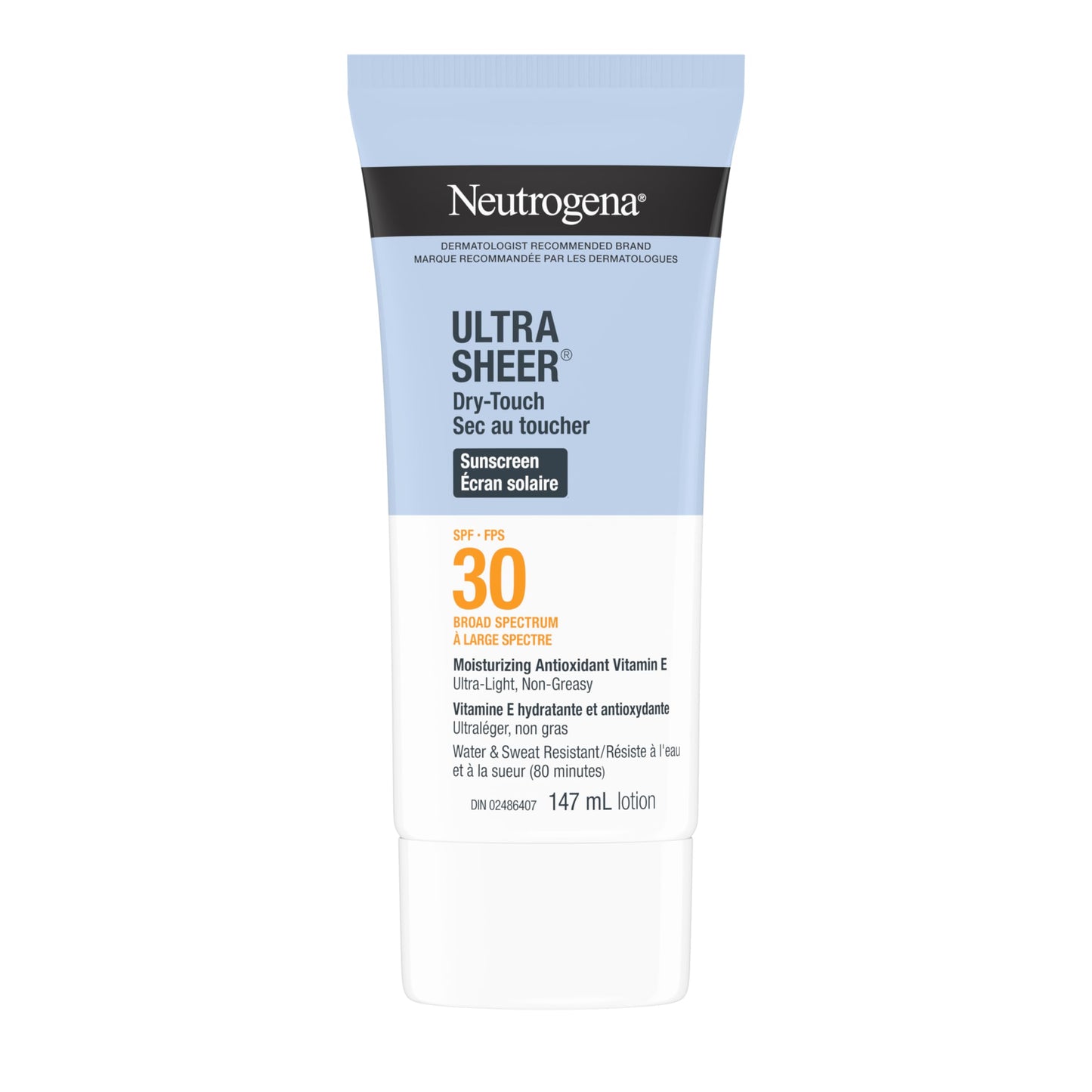 Neutrogena Sunscreen Lotion SPF 30, Ultra Sheer Dry-Touch Sun Cream, Oxybenzone-free, Dermatologist-tested, Water Resistant & Non-Greasy, 147mL Neutrogena