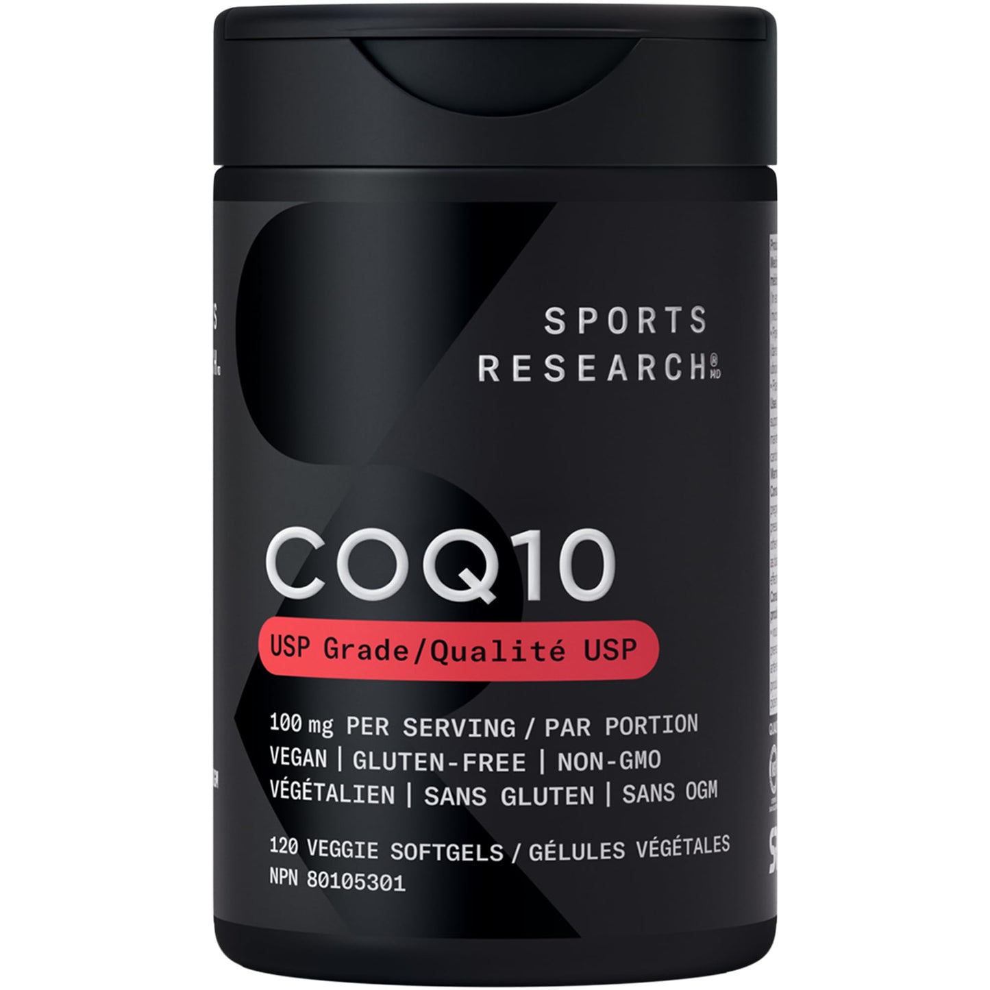 Sports Research® CoQ10 (100mg) Enhanced w/Coconut Oil & Bioperine (Black Pepper) for Better Absorption | Vegan Certified, Non-GMO Verified (120 Veggie Softgels) - Available at All In One Marketplace Canada