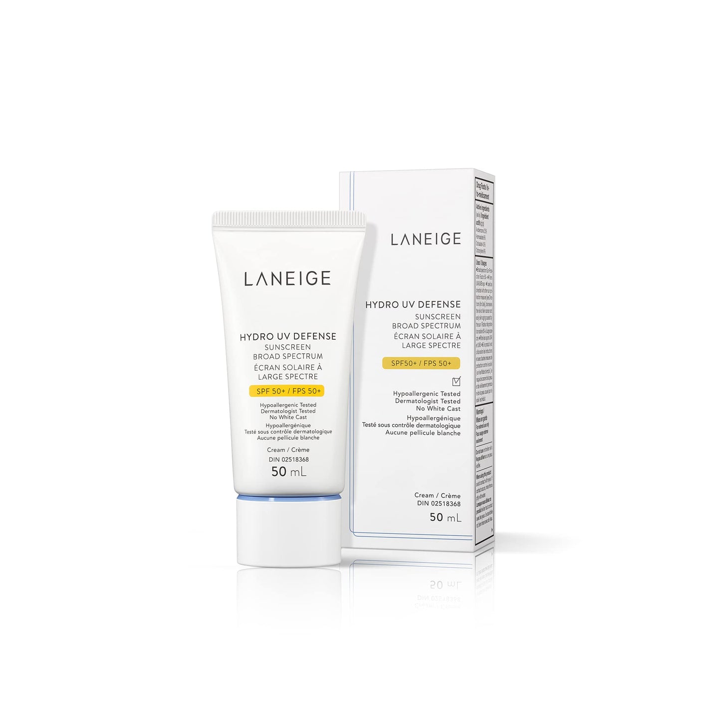 LANEIGE Hydro UV Defense Sunscreen SPF 50+: Hypoallergenic & Dermatologist-Tested Korean Broad Spectrum Sun Protection with No White Cast LANEIGE