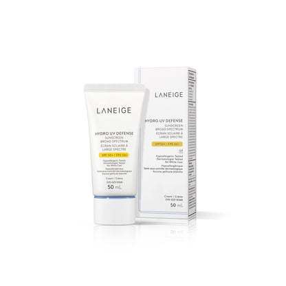 LANEIGE Hydro UV Defense Sunscreen SPF 50+: Hypoallergenic & Dermatologist-Tested Korean Broad Spectrum Sun Protection with No White Cast LANEIGE