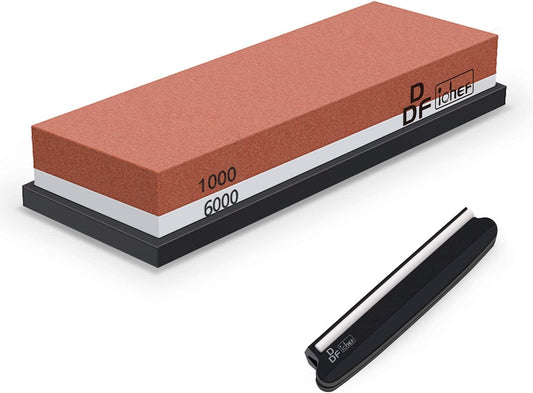 DDF iohEF Sharpening Stone, Whetstone grit 1000/6000, Professional 2-in-1 Double-Sided Knife Sharpener with Non-Slip Silicone Base and Angle Guide (red) - Available at All In One Marketplace Canada