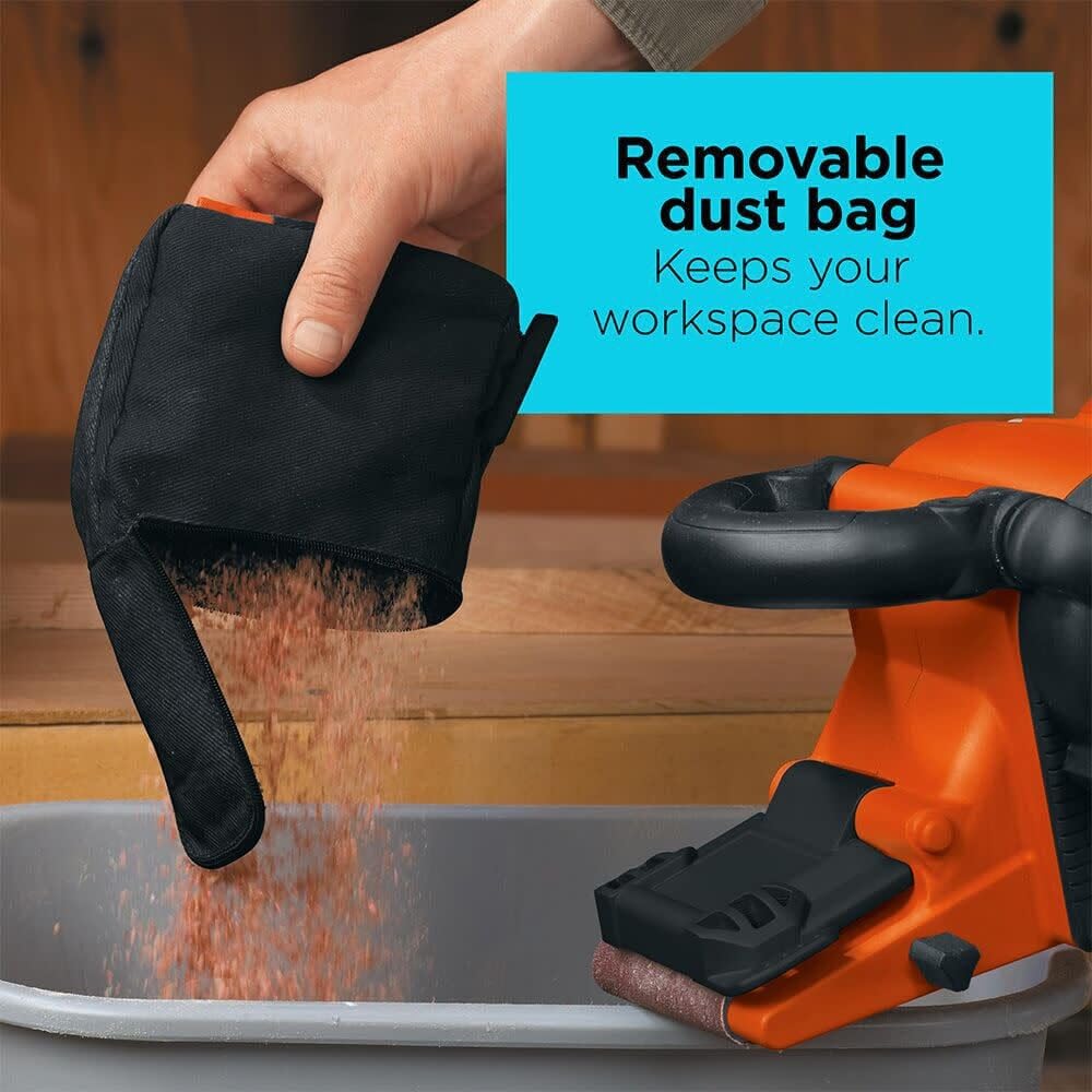 BLACK+DECKER Belt Sander with Dust Bag, 7-Amp, 3-Inch by 21-Inch (DS321) BLACK+DECKER