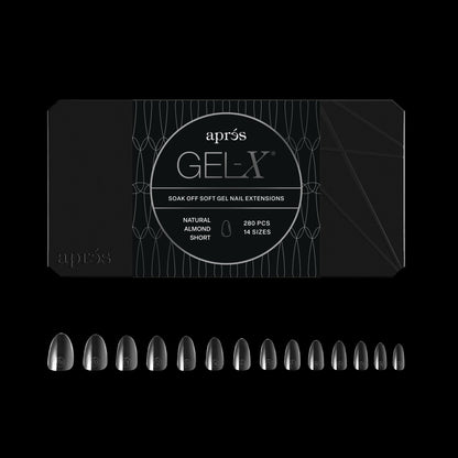 APRÉS Gel-X® Almond Box of Nail Tips | 280 Soft Gel Nail Tips, 14 Sizes 00-9 | Half-sizes Included (Natural Almond Short, 280 Count)