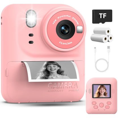 Kids Instant Print Camera Toys,1080P HD Toddler Digital Video Camera,Christmas Birthday Gifts for Girls Boys Age 3-12 Year Old - 32G SD Card Included (Pink) 🍁 All In One Marketplace Canada