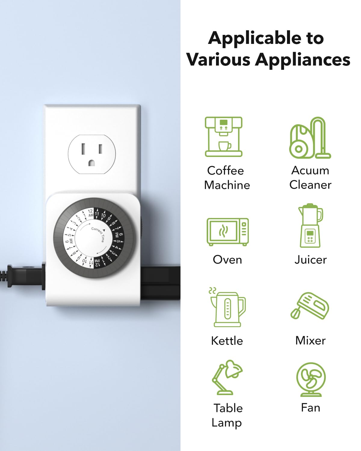 BN-LINK Indoor Dual Outlet Timers, Heavy-Duty Mechanical, 24-Hour, 3-Prong Design with 30-Minute Intervals for Lamps, Indoor Lighting, and Christmas Lights, White, 15A, 1875W, 2 Pack 🍁 All In One Marketplace Canada