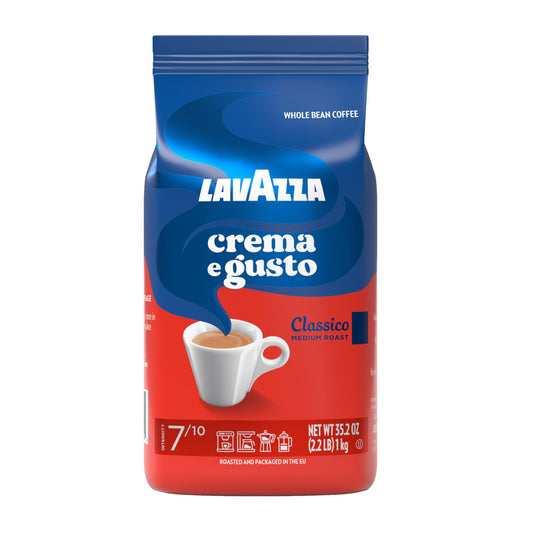 Lavazza Crema E Gusto Whole Bean Coffee Dark Roast 1 kg Bag, Crema E Gusto ,Authentic Italian, Blended and roasted in Italy, Full-bodied dark roast with creamy and full-bodied, with spices notesbl, 1 kg (Pack of 1) packaging may vary